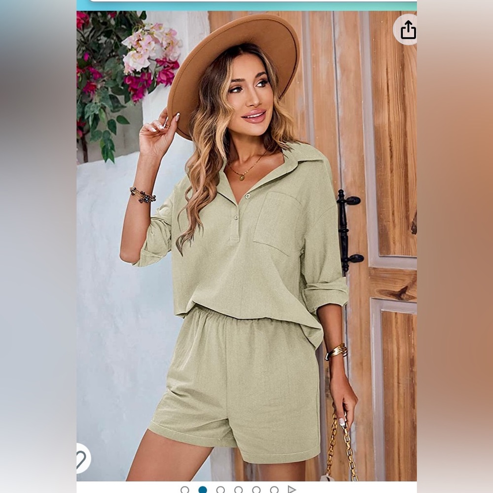 BRAND NEW Cute women’s linen short set 100% cotton! Med-soft&comf…